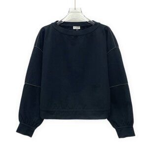DW0118 Brunello Cucinelli Black Sweatshirt Crewneck Long Sleeve